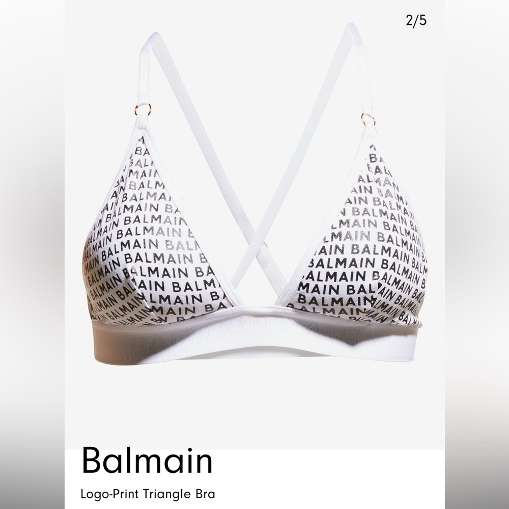 Balmain logo print triangle bra